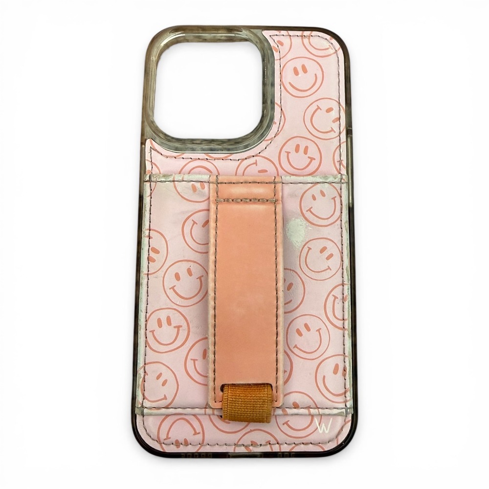 Walli‎ iPhone 13 Pro Case Pink Smiley Grip Strap Cute